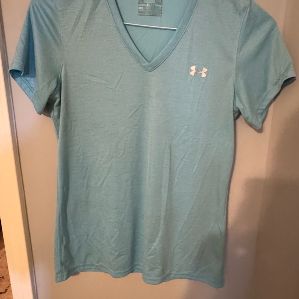 Under Armour Green and Blue Fitted Short Sleeve Tee